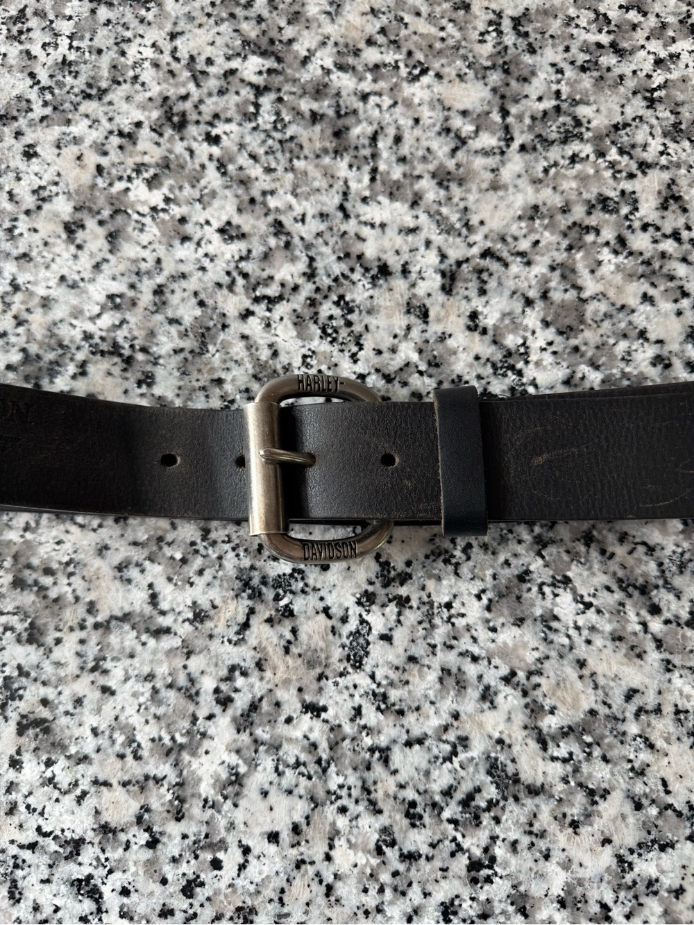 Harley-Davidson Black Leather Belt with Branded Metal Buckle
